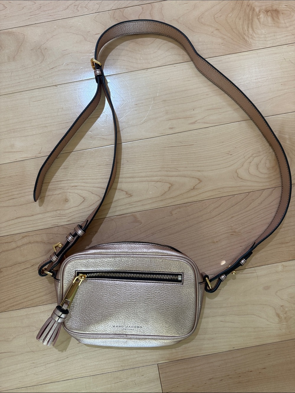 Marc Jacobs Rose Gold Metallic Leather Crossbody Camera Bag